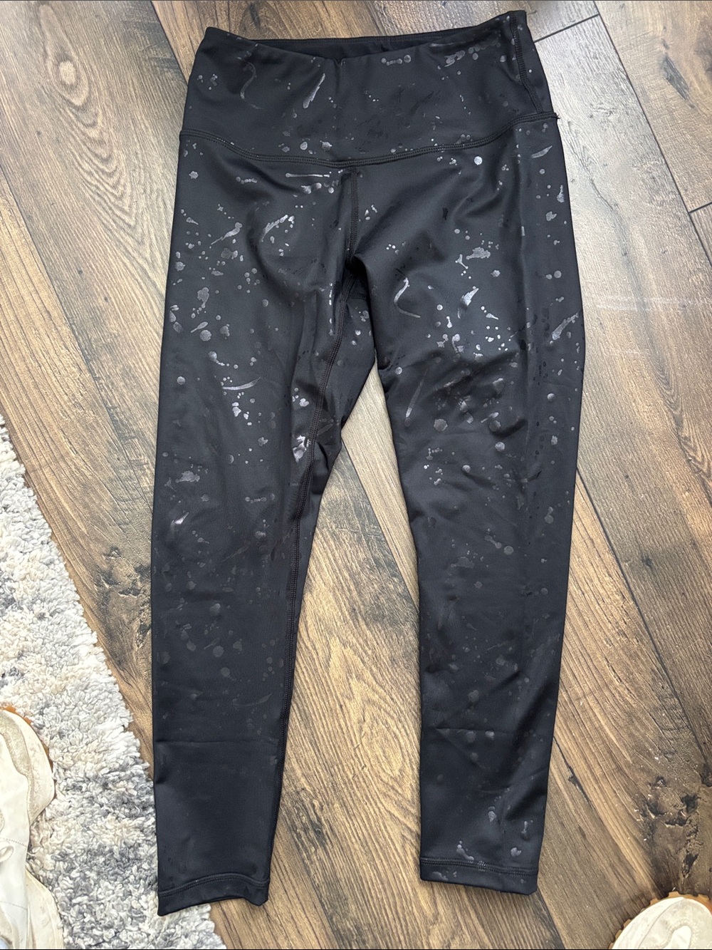 Zella Black High-Waist Leggings with Subtle Spot Print